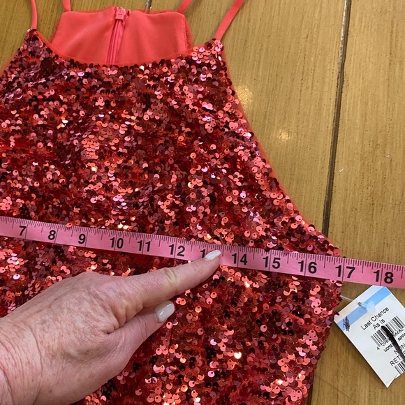 Donna Morgan Women’s Pink Sequin Maggie Halter Midi Dress Sleeveless New size 8 - Picture 10 of 16